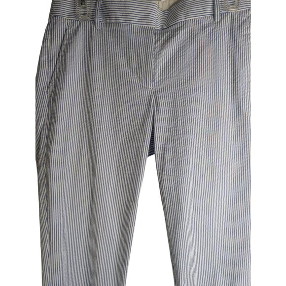 J.Crew Seersucker Pants Womens Sz 6  25" Inseam Cropped Coastal Chic Preppy - Picture 2 of 11
